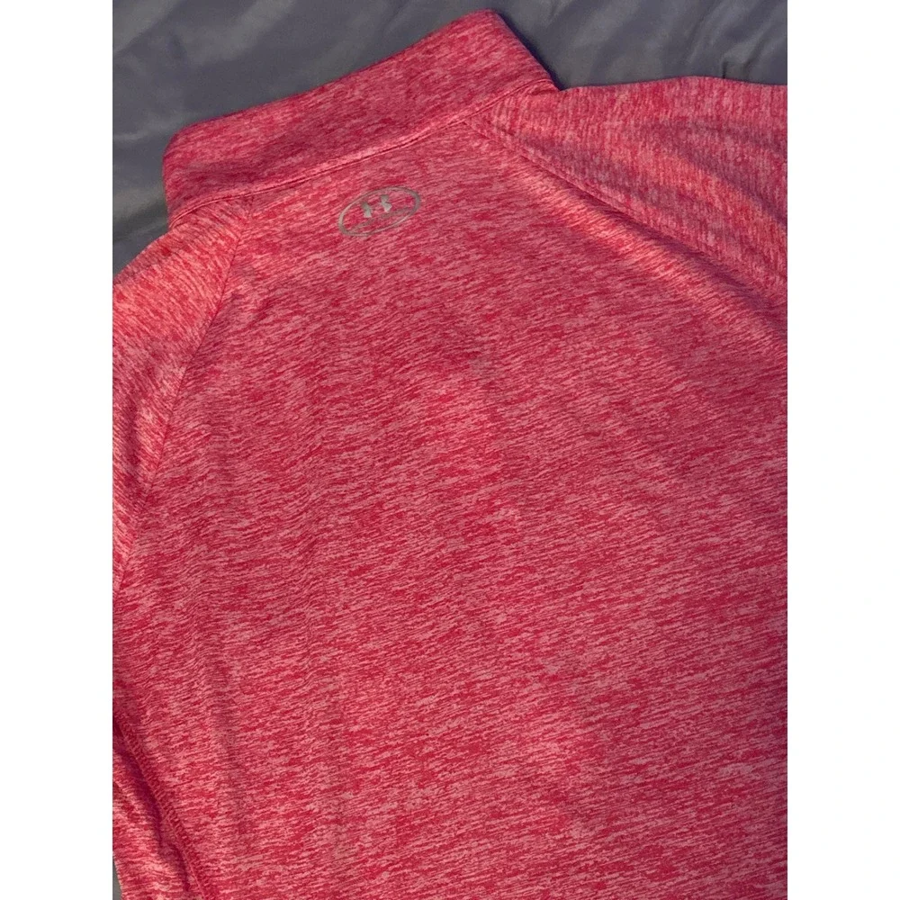 Under Armour HeatGear Women's Heather Red Loose Fit 1/4 Zip Pullover, Size L - Picture 4 of 7